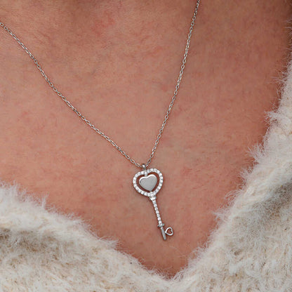 Heart Key Women's Silver Necklace