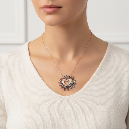 Collier en argent en forme de cœur pour femme