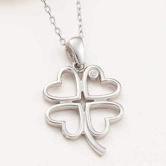 Heart Four-Leaf Clover Women's Silver Necklace