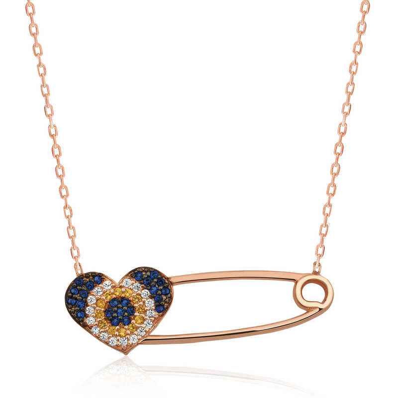 Heart Hook Pin Women's Silver Necklace