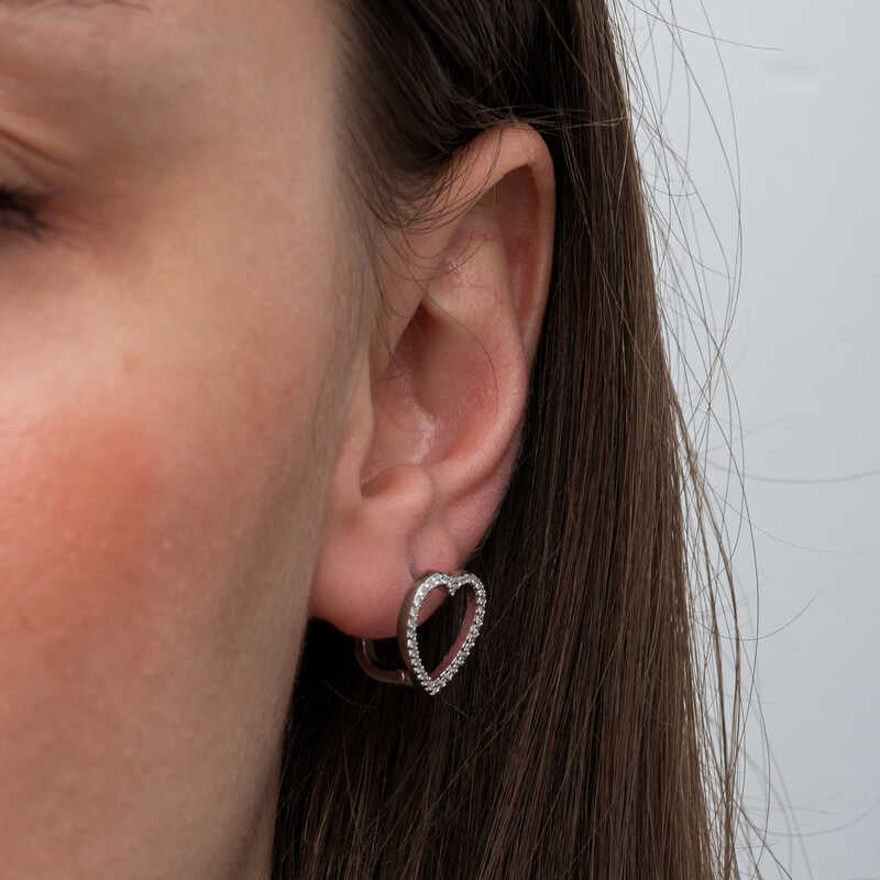 Heart Women's Silver Earrings