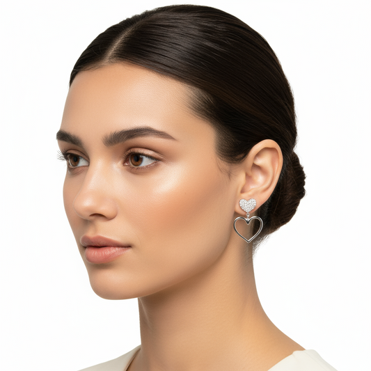 Boucles d'oreilles en argent pour femme en forme de cœur