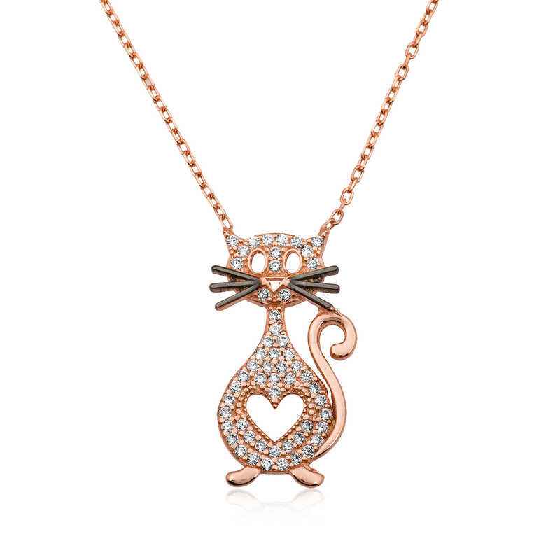 Heart Cat Silver Pendant