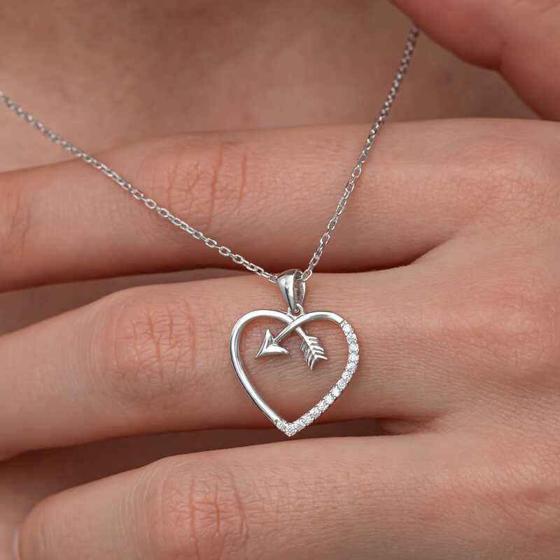 Heart Arrow Women's Silver Necklace