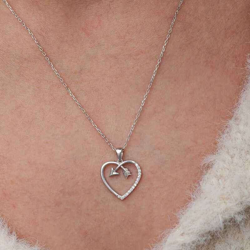 Heart Arrow Women's Silver Necklace