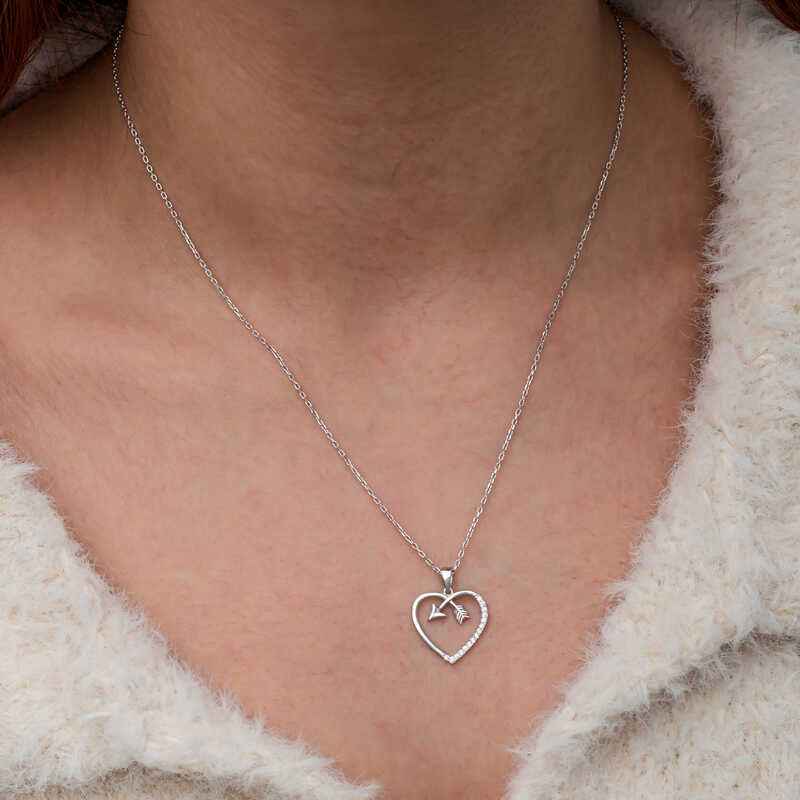 Heart Arrow Women's Silver Necklace