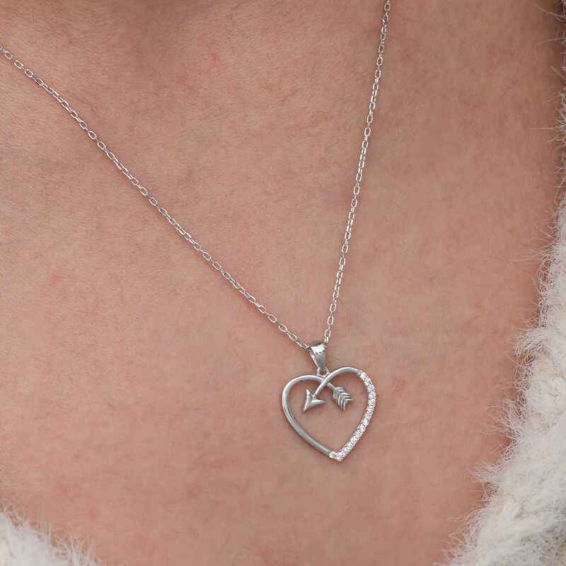 Heart Arrow Women's Silver Necklace