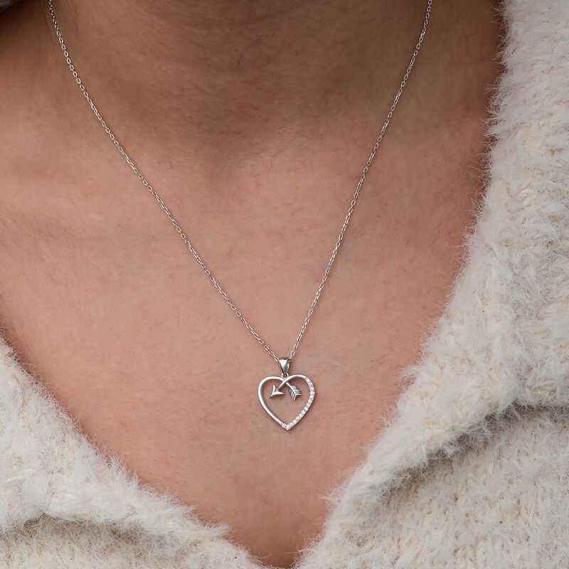 Heart Arrow Women's Silver Necklace