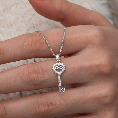Heart Key Infinity Women's Silver Necklace