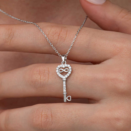 Heart Key Infinity Women's Silver Necklace