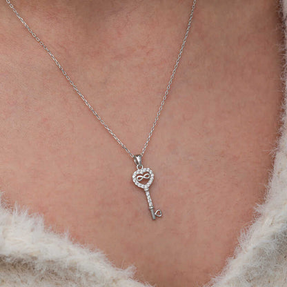 Heart Key Infinity Women's Silver Necklace
