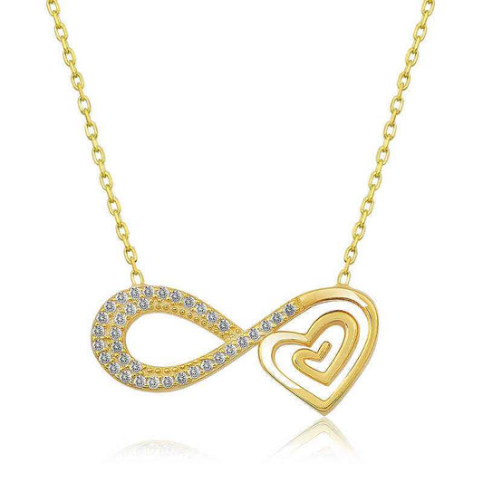 Gold Plated Heart Infinity Silver Necklace