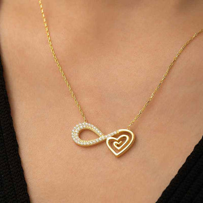 Gold Plated Heart Infinity Silver Necklace