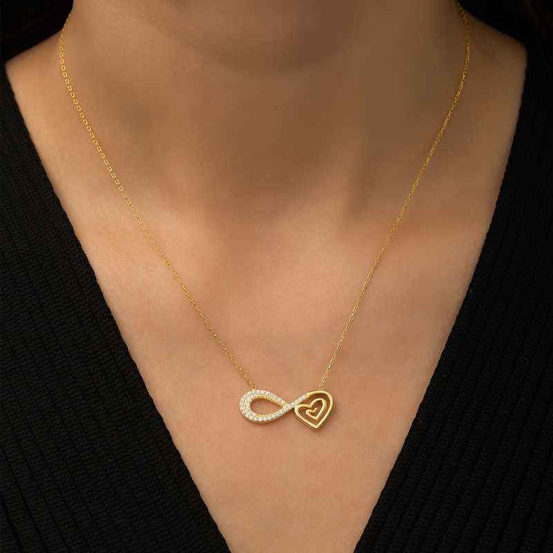 Gold Plated Heart Infinity Silver Necklace