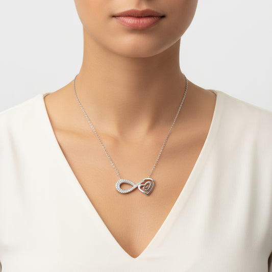 Herz Unendlichkeit Silber Halskette