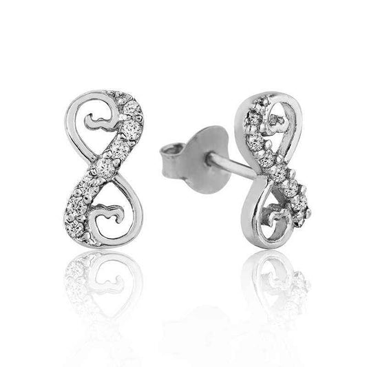 Heart Infinity Stud Silver Earrings