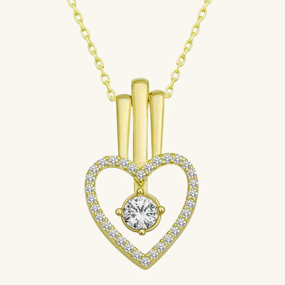 Gold Plated Heart Single Stone Women's Silver Pendant