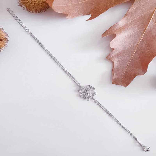 Heart Clover Women's Silver Bracelet