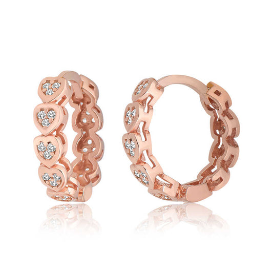Boucles d'oreilles créoles en argent pour femme avec pierre de zircon en forme de cœur