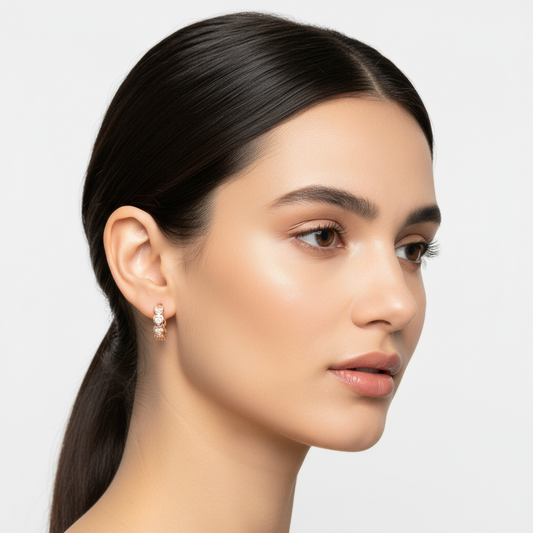 Boucles d'oreilles créoles en argent pour femme avec pierre de zircon en forme de cœur