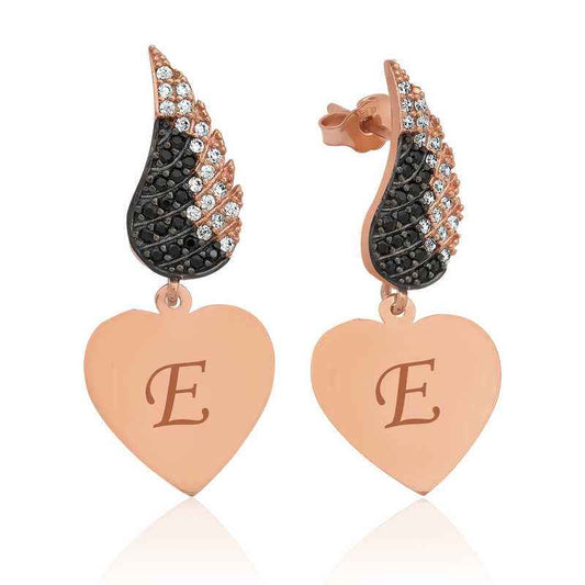 Winged Heart Silver Earrings