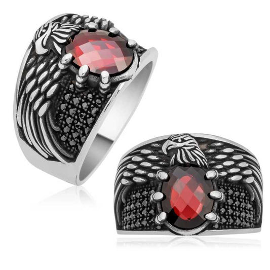 Winged Eagle Men's Silver Ring