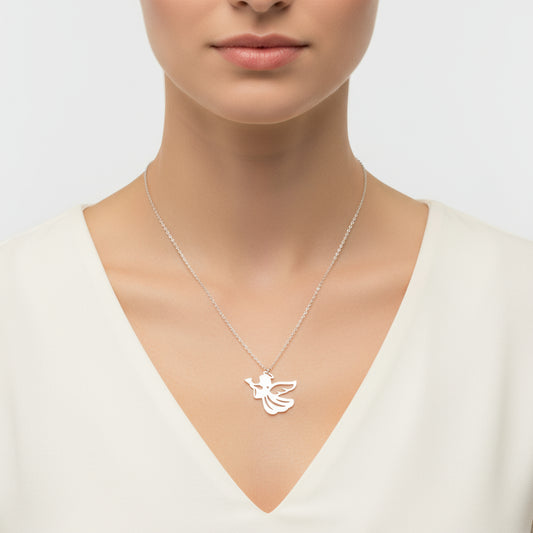 Geflügelter Engel Damen Silber Halskette
