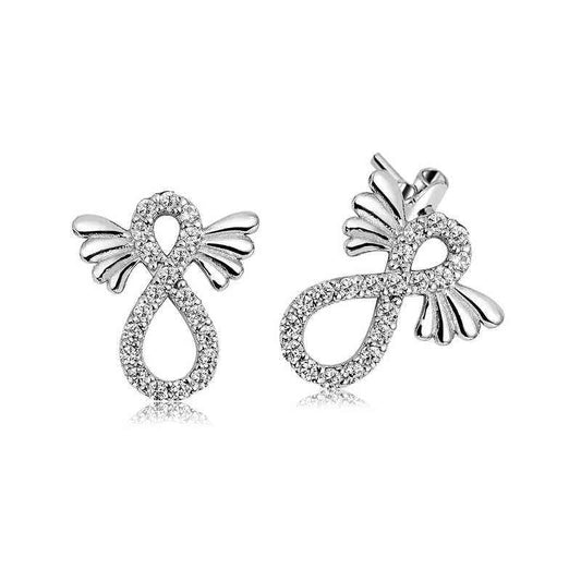 Winged Infinity Stud Silver Earrings