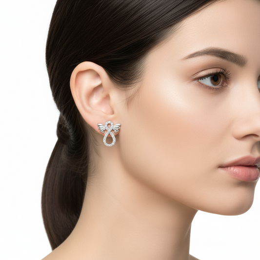 Winged Infinity Stud Silver Earrings