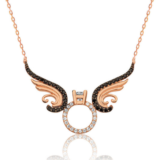 Single Stone Angel Women's Silver Necklace
