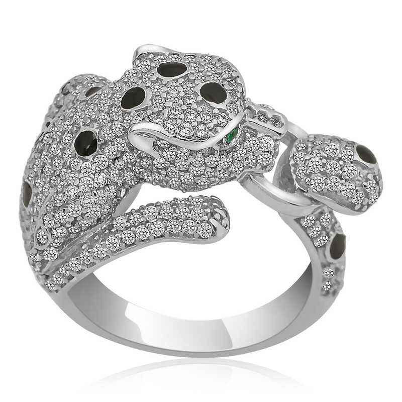 Tiger Figurine Women's Silver Ring