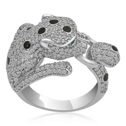 Tiger Figurine Women's Silver Ring