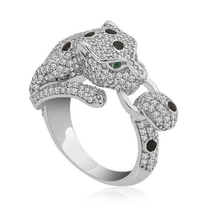 Tiger Figurine Women's Silver Ring