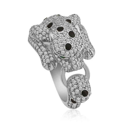 Tiger Figurine Women's Silver Ring