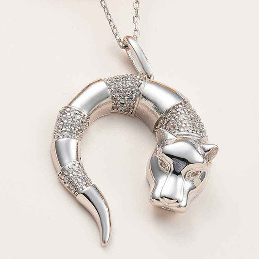 Tiger Figure Women's Silver Necklace