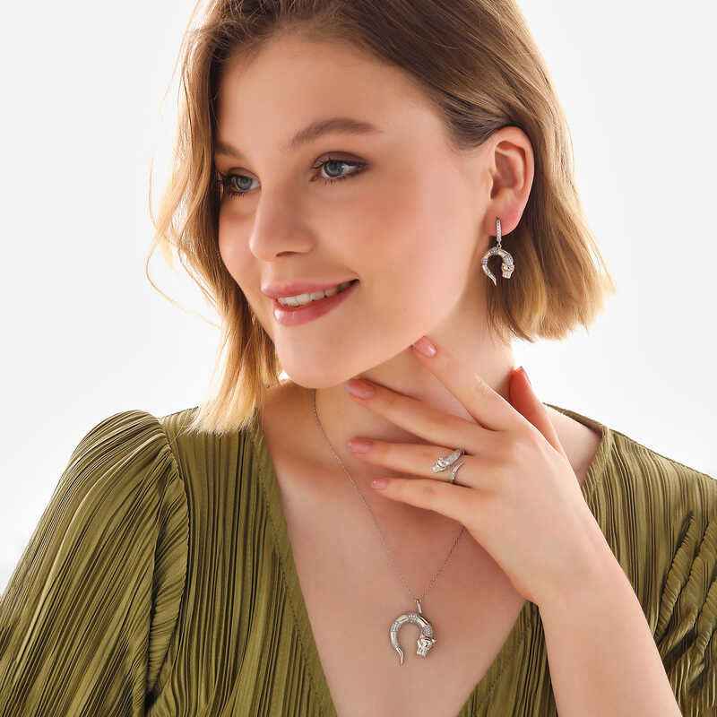 Tiger Figure Women's Silver Set