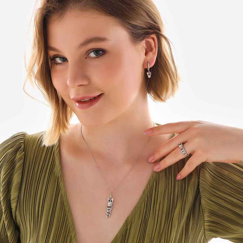 Tiger Figure Women's Silver Set