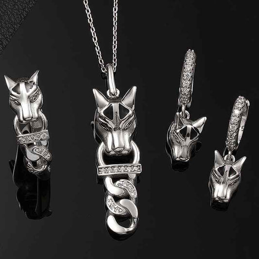 Tiger Figure Women's Silver Set