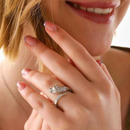 Adjustable Tiger Figure Women's Silver Ring