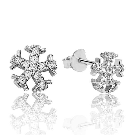Snowflake Stud Silver Earrings