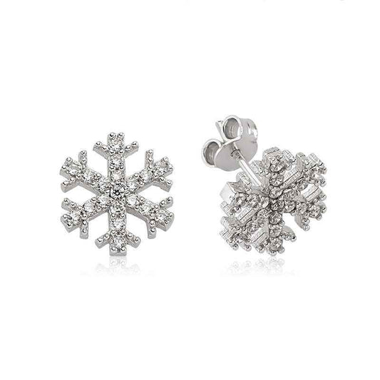 Snowflake Stud Silver Earrings