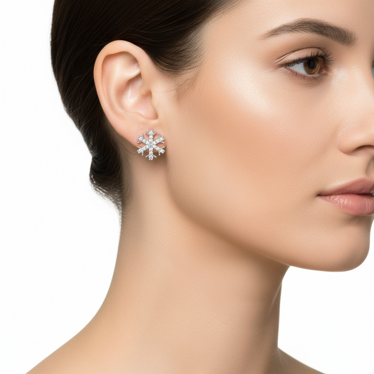 Snowflake Stud Silver Earrings