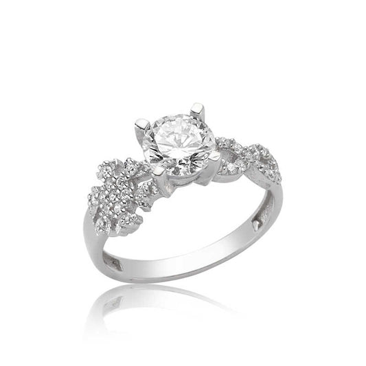 Snowflake Infinity Single Stone Women's Silver Ring