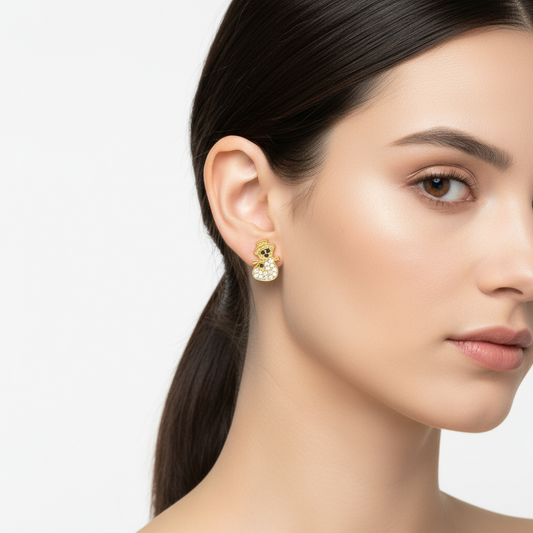 Gold Plated Snowman Women's Silver Earrings