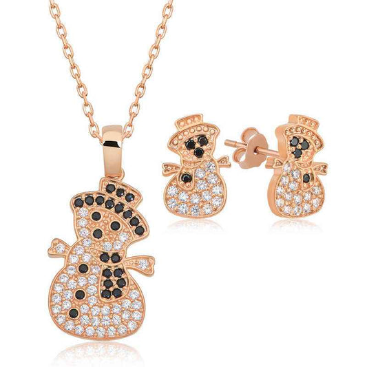 Snowman Women's Rose Plated Silver Set