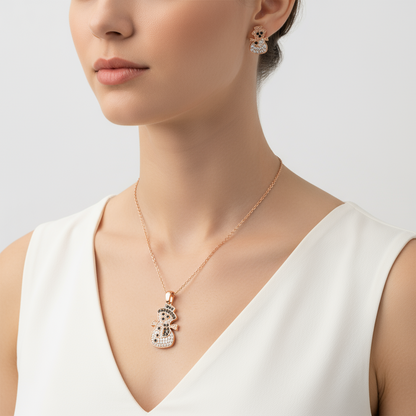 Schneemann Damen-Set aus rosévergoldetem Silber
