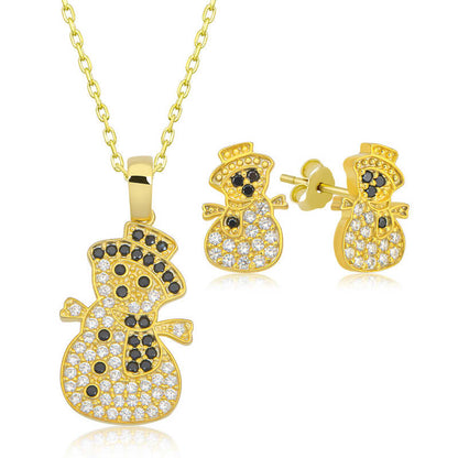 Schneemann Damen vergoldetes Silberset