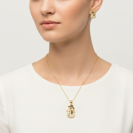 Snowman Women's Gold Plated Silver Set