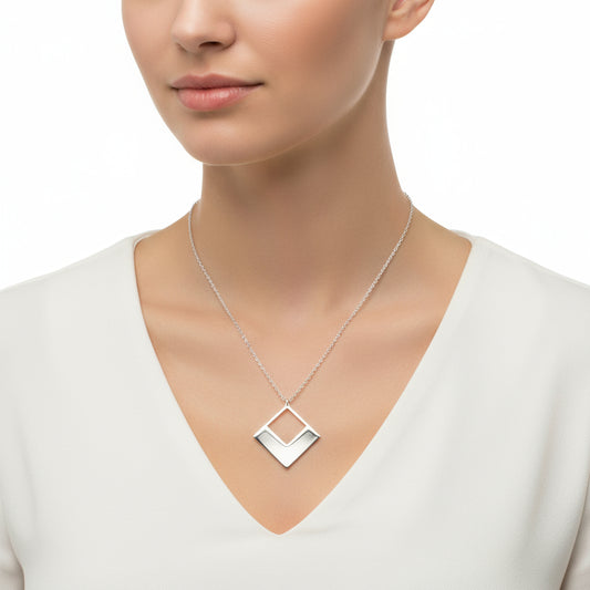 Quadratische Damen-Silberkette