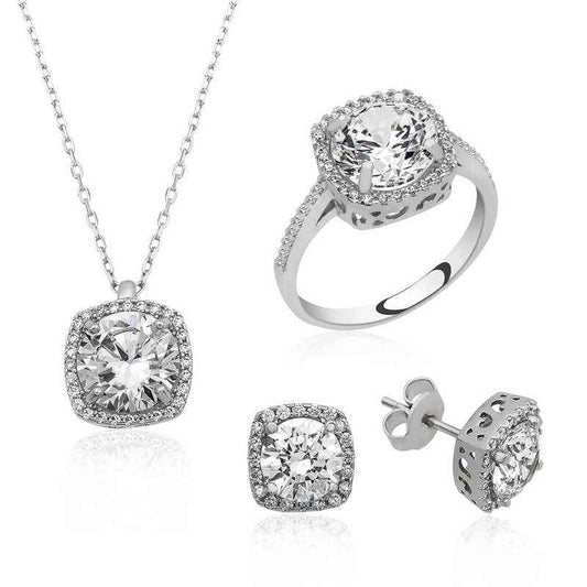 Square Mount Women's Silver Set